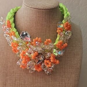 Green and Orange Floral Necklace